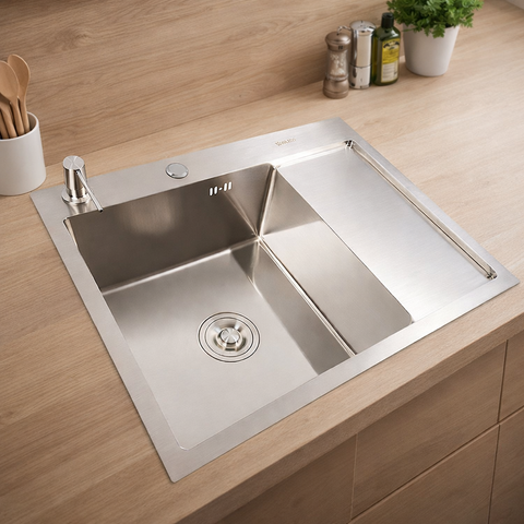 Кухонна мийка CM 65*50 L нержавіюча сталь Handmade (круглий сифон 3,0/0,8) SP000044283 фото