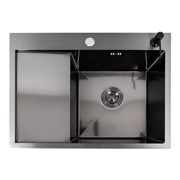 Кухонна мийка CM 65*50 R D&Eacute;COR чорна PVD handmade (круглий сифон 3,0/0,8) SP000049733 фото
